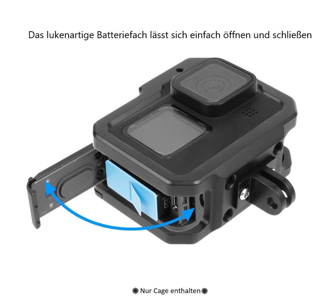 Schutzgehäuse Schutzrahmen Cage Passend für GoPro Hero 9, 10 & 11 - Stabiler Cage mit 2 Hot-Shoe-Anschlüssen und Schieberahmen, Aluminium-Legierung