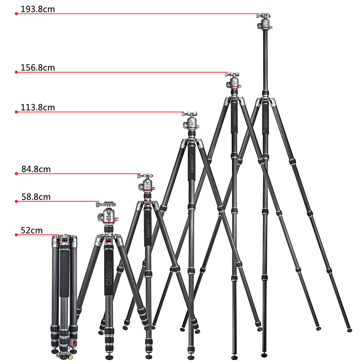 JUSINO Profi Traveller Karbon-Stativ Monopodfunktion bis 182cm 18kg + Kugelkopf FGS-41 TK-324C JUSINO Profi Traveller Karbon-Stativ Monopodfunktion bis 182cm 18kg + Kugelkopf FGS-41 TK-324C