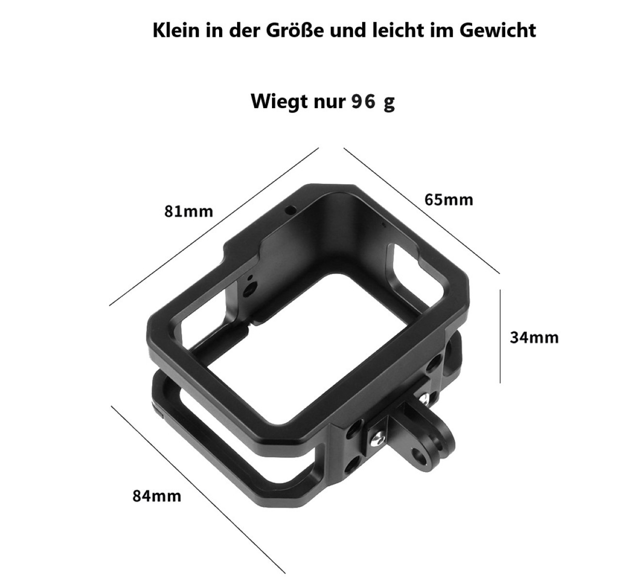 Schutzgehäuse Schutzrahmen Cage Passend für GoPro Hero 9, 10 & 11 - Stabiler Cage mit 2 Hot-Shoe-Anschlüssen und Schieberahmen, Aluminium-Legierung