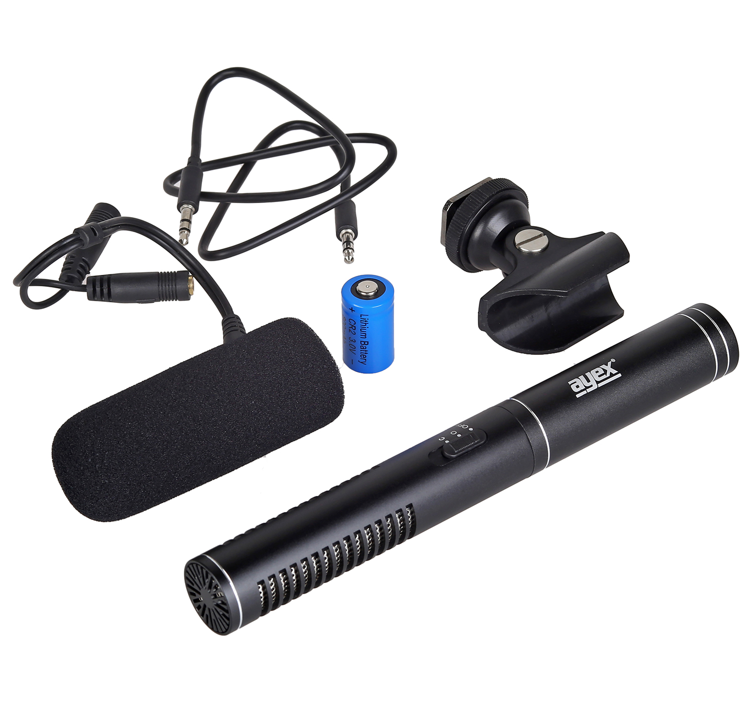 ayex MIC01 Kamera-Richtmikrofon mit Schaumwindschutz