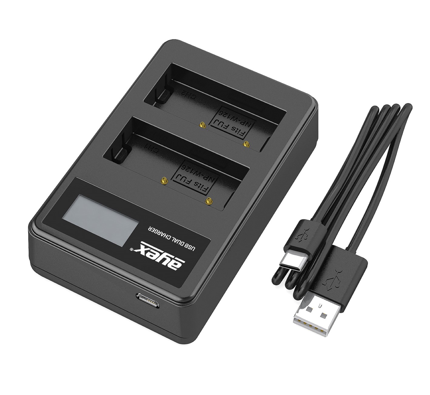 ayex USB Dual Ladegerät für Fujifilm NP-W126 Akkus