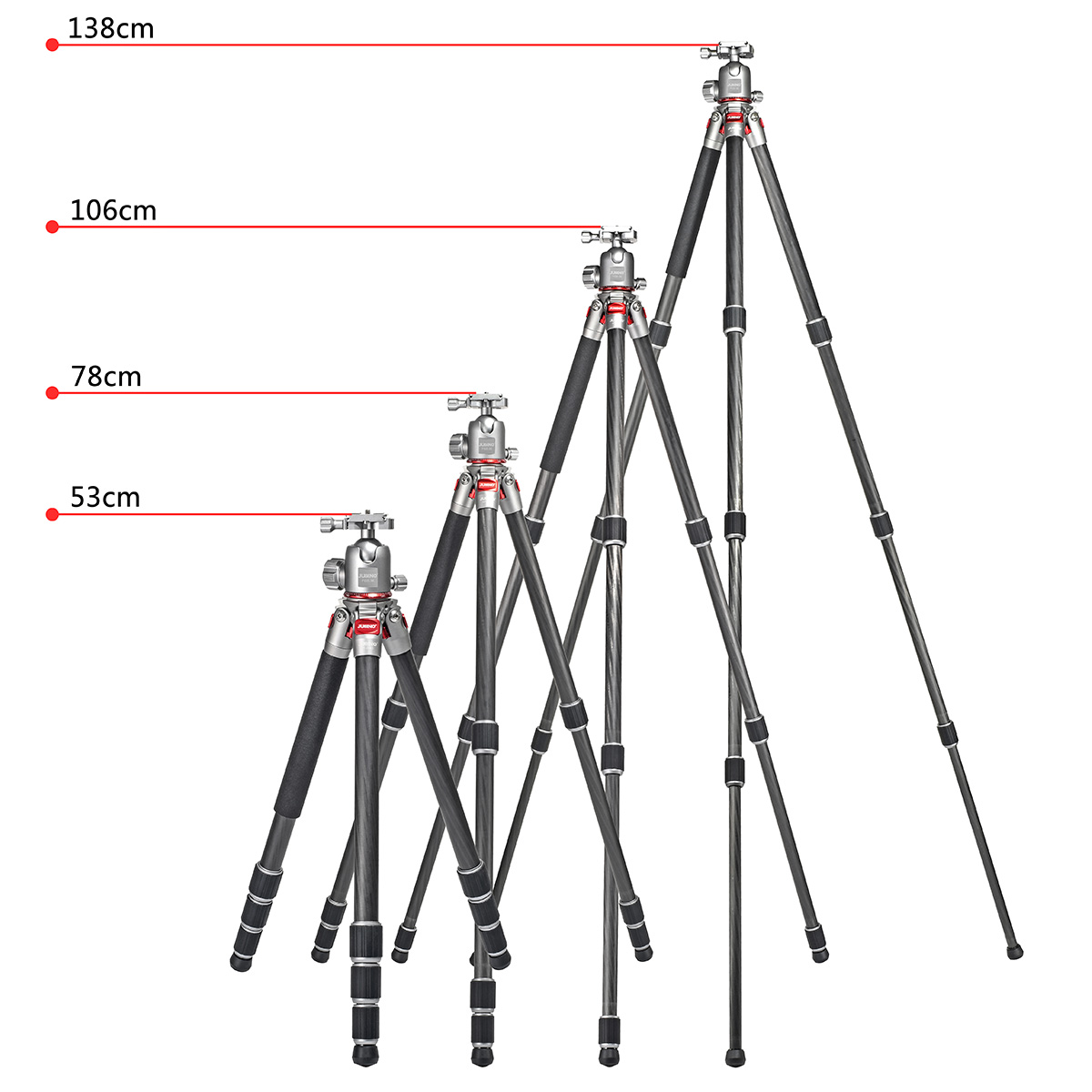 JUSINO AF-284C Leichtes Carbon Fotostativ mit Kugelkopf FGS-36, Stativ bis 15kg belastbar