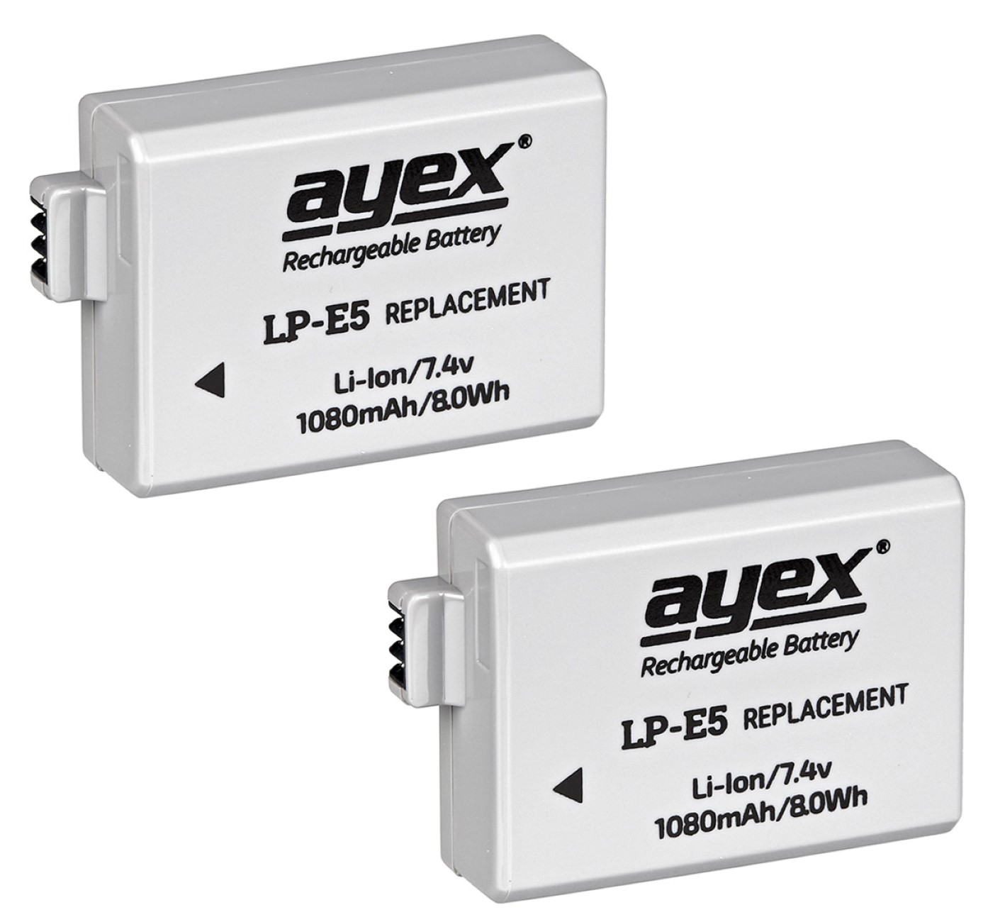 ayex Power Set mit 2x LP-E5 Akku für Canon + 1x USB Dual Ladegerät zB Canon EOS 450D 500D 1000D