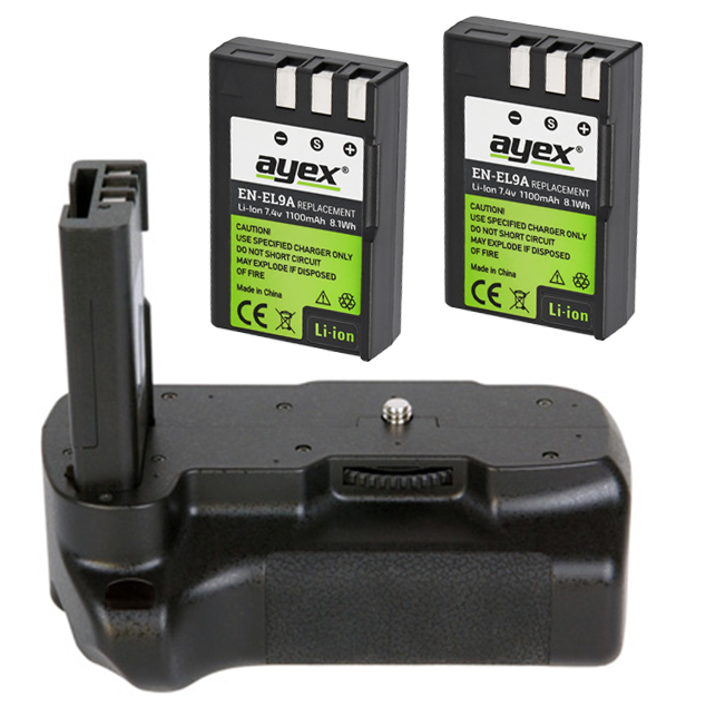 Meike Batteriegriff Set für Nikon D3000 D60 + 2x EN-EL9a Akku