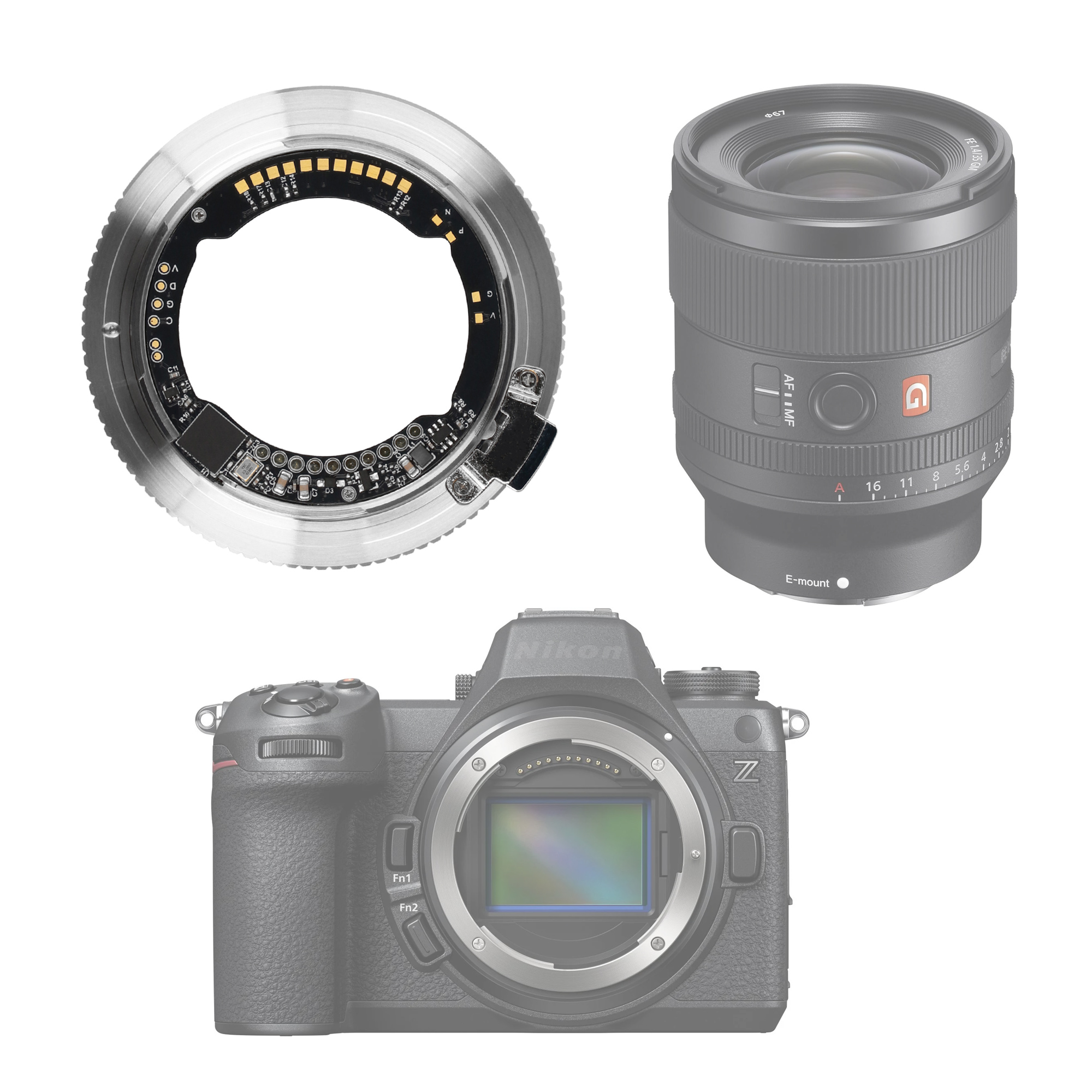 ayex Autofokus Objektivadapter für Sony E-Mount Objektive an Nikon Z-Kameras E-Z Pro