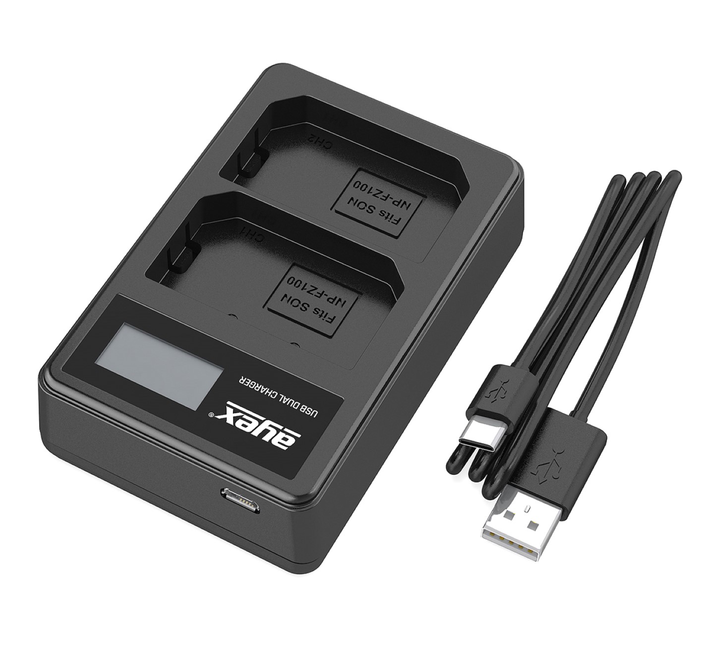 ayex Power Set mit 2x NP-FZ100 Akku + 1x USB Dual Ladegerät zB Sony Alpha A9R