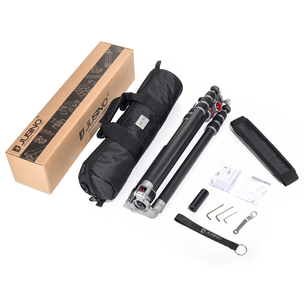 JUSINO Profi Traveller Karbon-Stativ Monopodfunktion bis 182cm 18kg + Kugelkopf FGS-41 TK-324C JUSINO Profi Traveller Karbon-Stativ Monopodfunktion bis 182cm 18kg + Kugelkopf FGS-41 TK-324C