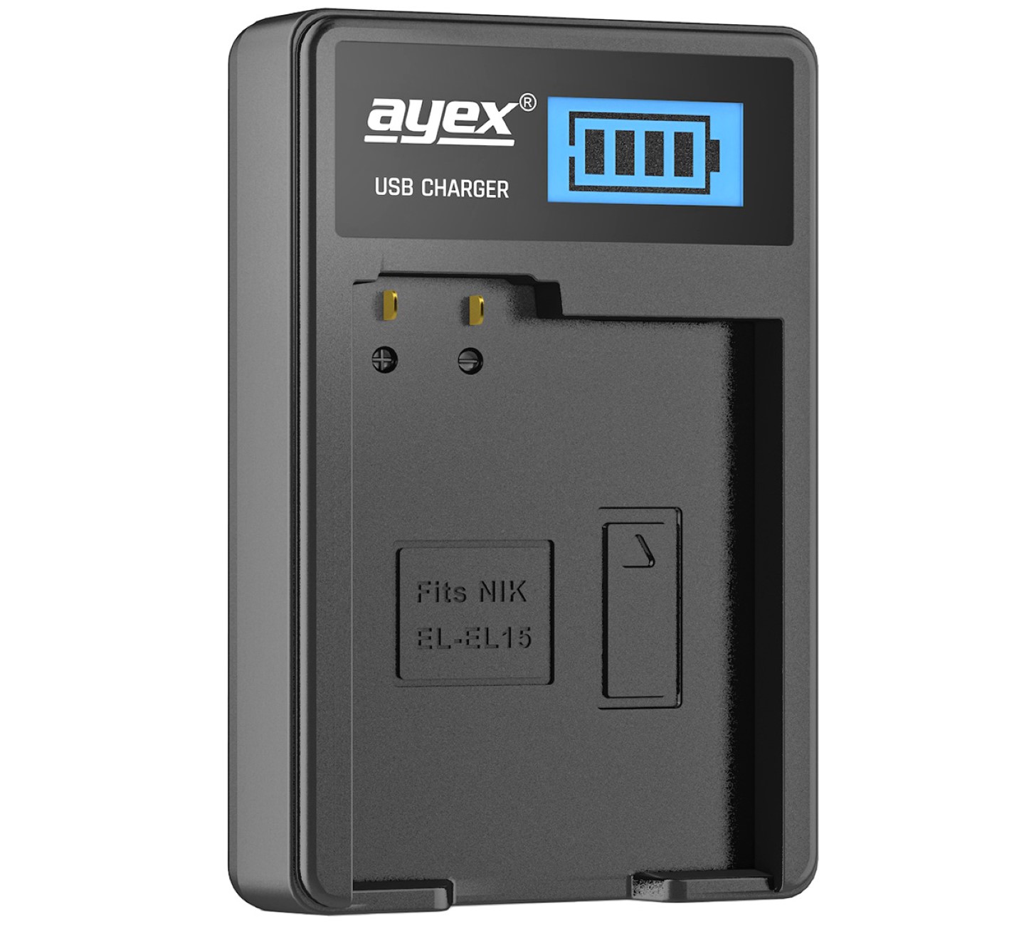 USB Ladegerät für Nikon EN-EL15 Akkus beleuchtetes Display Ladestandanzeige