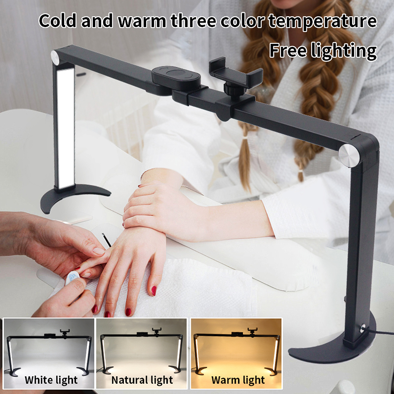 LED Beauty Light Faltbares 35W Fülllicht 3200K-5600K Telefonhalterung Perfekt für Nageldesign Make-up