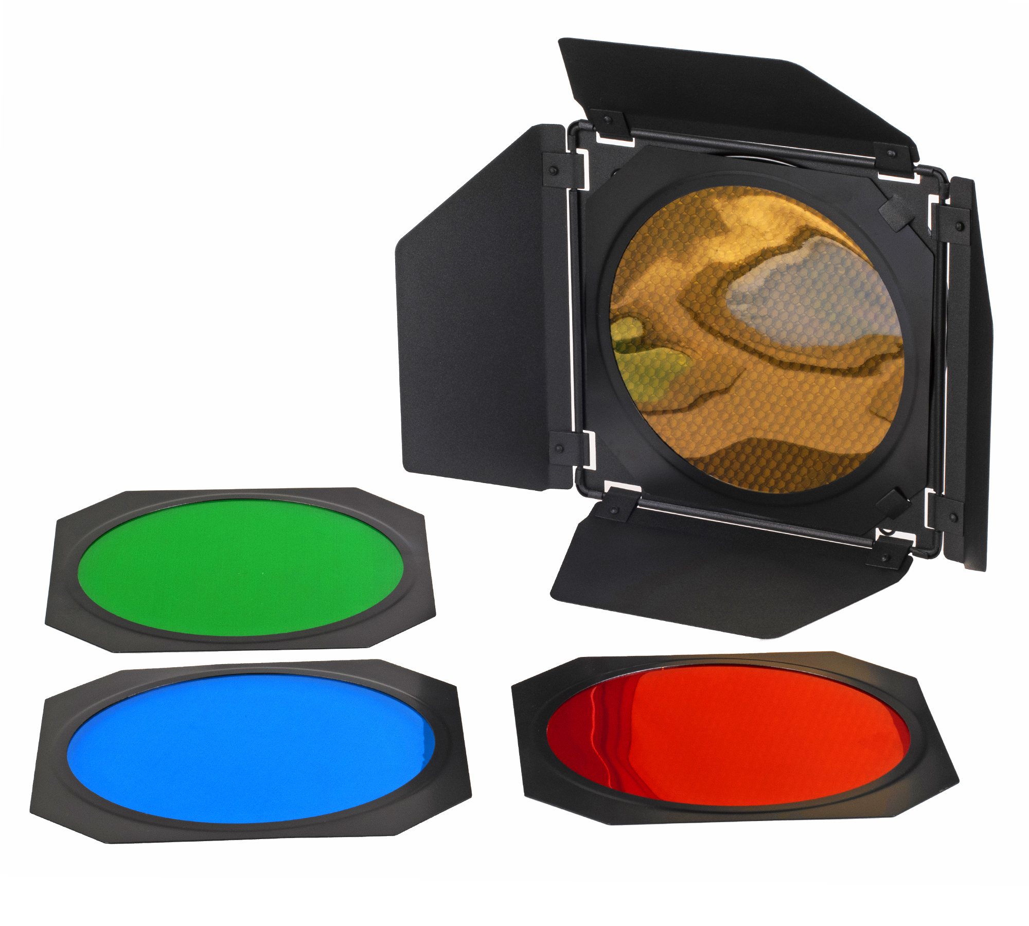 ayex Studio Abschirmklappen Set Große Barn Door mit Wabenaufsatz und Farbfiltern