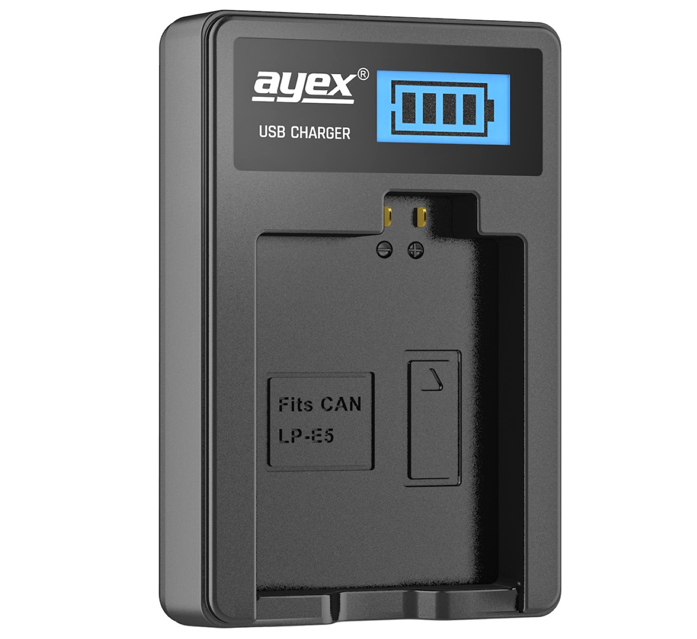 USB Ladegerät für Canon LP-E5 Akkus beleuchtetes Display Ladestandanzeige