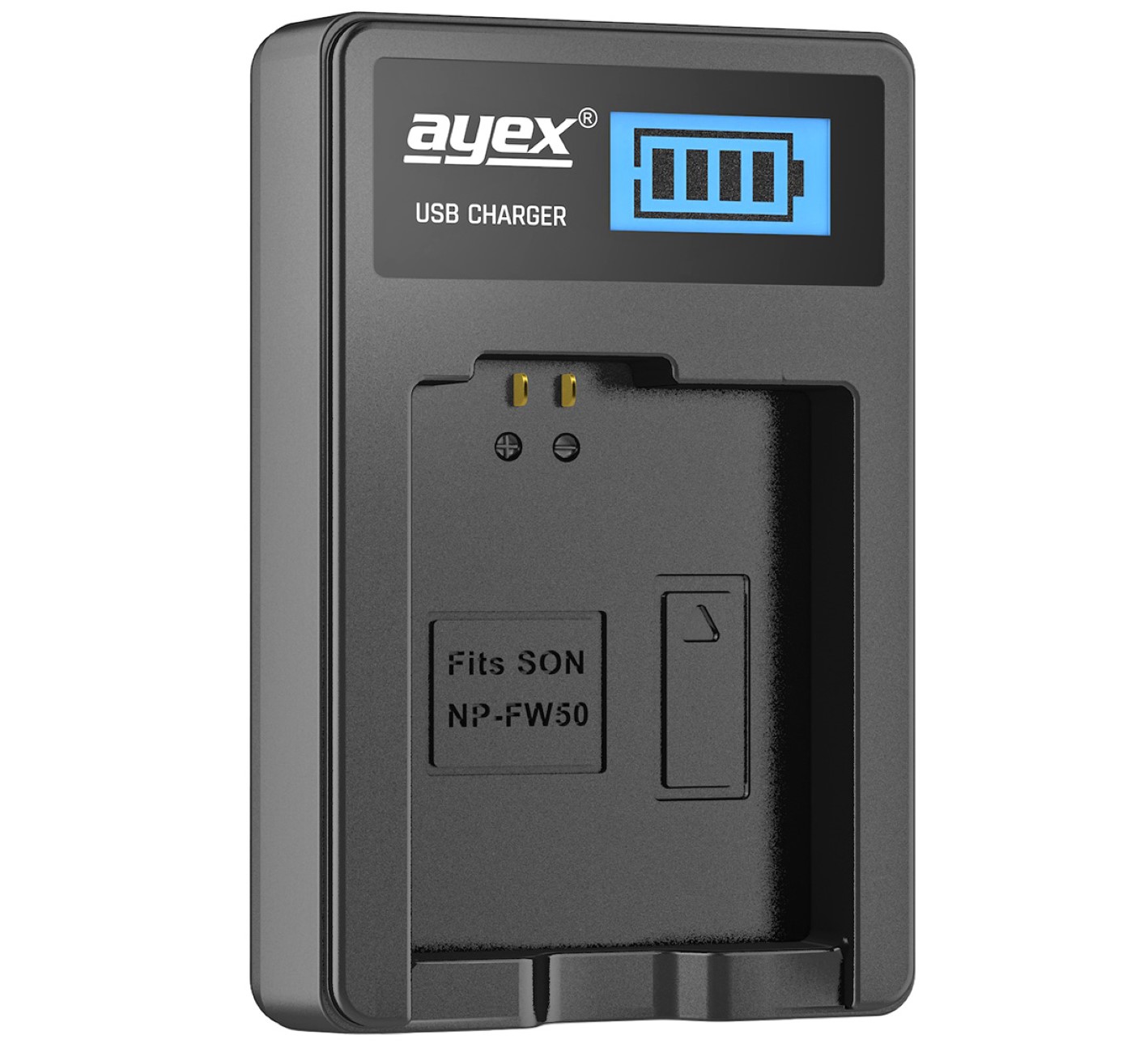 USB Ladegerät für Sony NP-FW50 Akkus beleuchtetes Display Ladestandanzeige