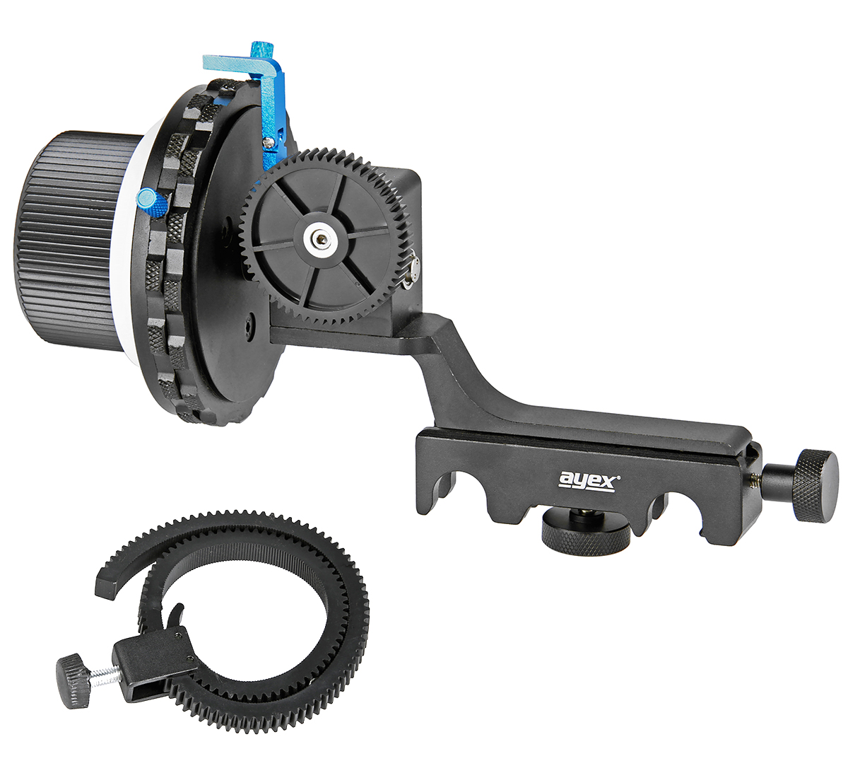 ayex Follow Focus F4, Schärfezieheinrichtung mit 2 Stoppern und Schnellwechsel-System