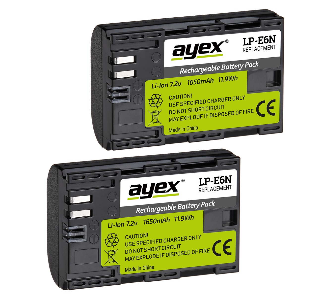 ayex LP-E6/N Akku 2 Stück für Canon Kameras wie EOS R Leistungsstark lange Laufzeit Restposten