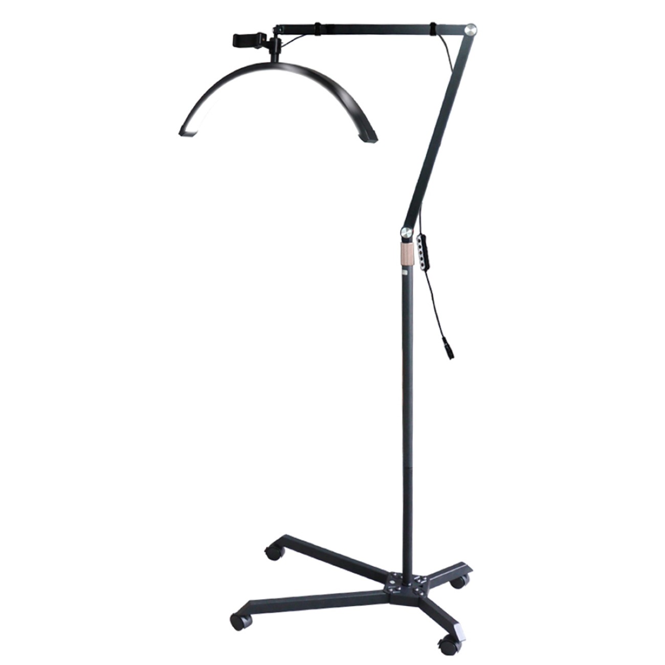 LED Halbmondlampe Beauty Light Duale Farbtemperatur 4 Räder Arm Aluminium