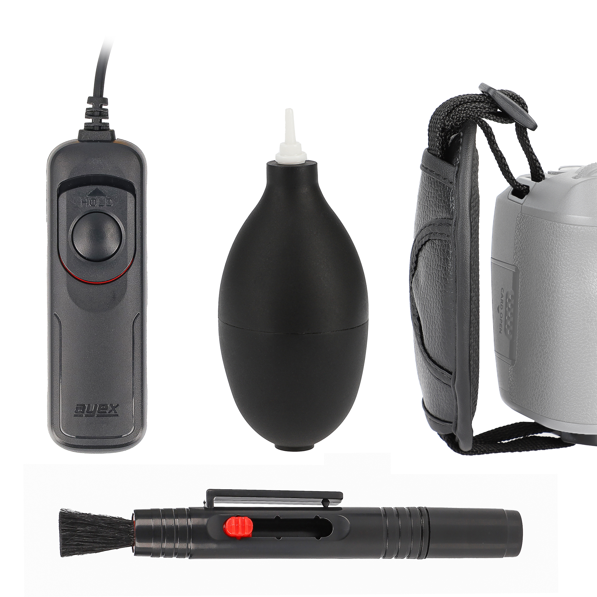 Zubehör Set für Panasonic RS-2 mit Fernauslöser AX-10 Blasebalg Handschlaufe Reinigungsstift