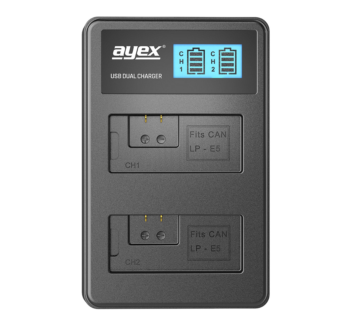 ayex USB Dual Ladegerät für Canon LP-E5 zB Canon EOS 450D 500D 1000D