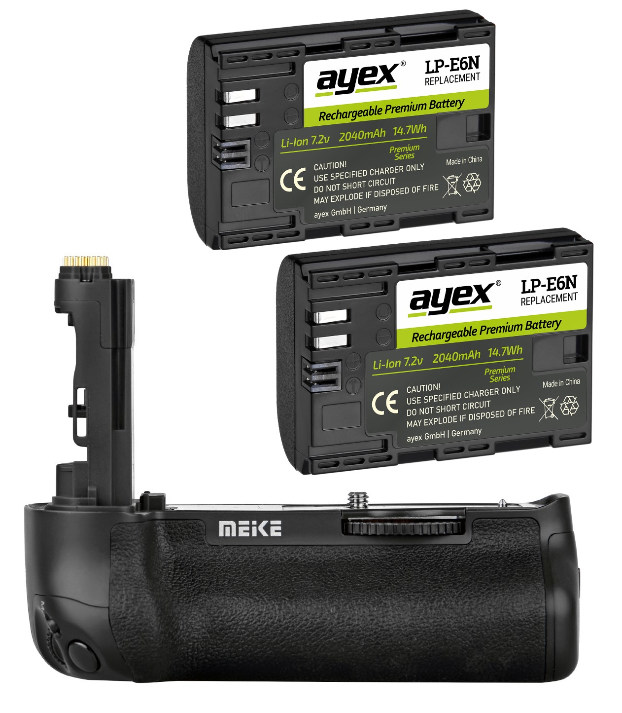 Meike Batteriegriff Set MK-5D4 für Canon EOS 5D Mark IV wie BG-E20 + 2x ayex LP-E6N Akku