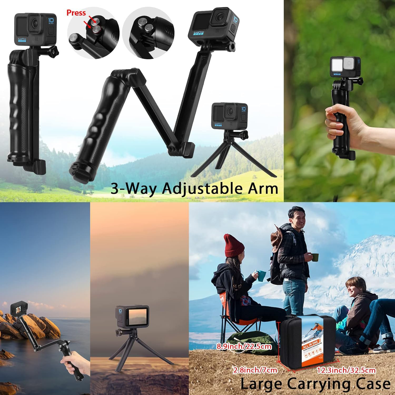 ayex GoPro Accessory Kit All-in-One Lösung für Ihre Abenteuer (Hero 11 10 & 9)