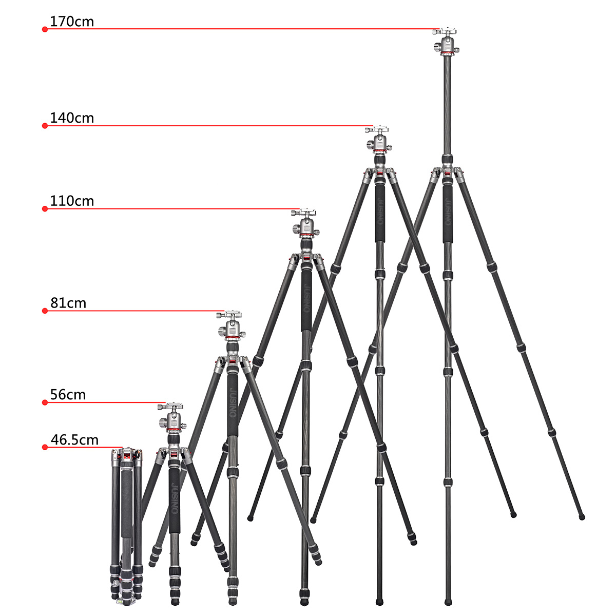 Leichtes Karbon Tripod/Monopod JUSINO TK-254C mit Kugelkopf FGS-30