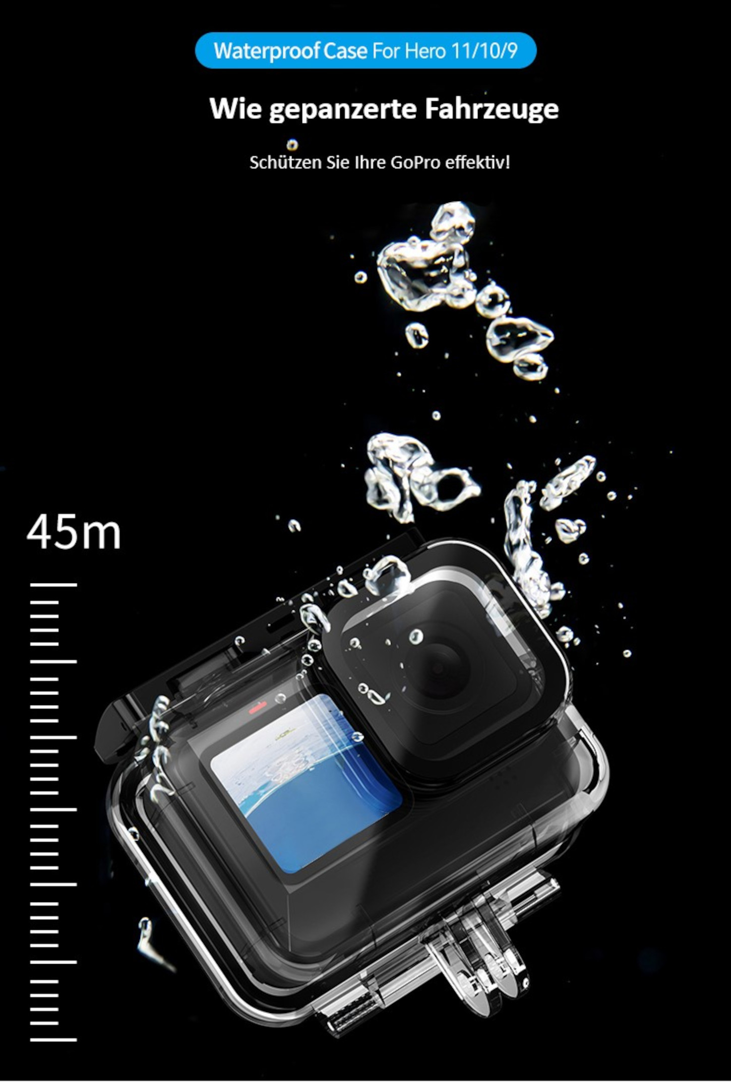 Wasserdichtes Case Schutzbox Für GoPro Hero 9, 10 & 11 Waterproof Case Schutzgehäuse