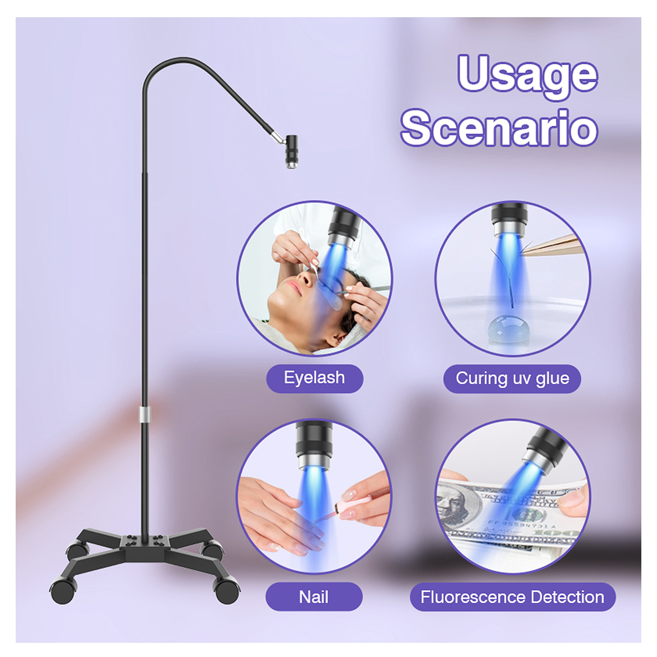 UV Lash Lampe - 2 in 1 Stand- & Tischlampe für Wimpern & Nägel HD-AL20