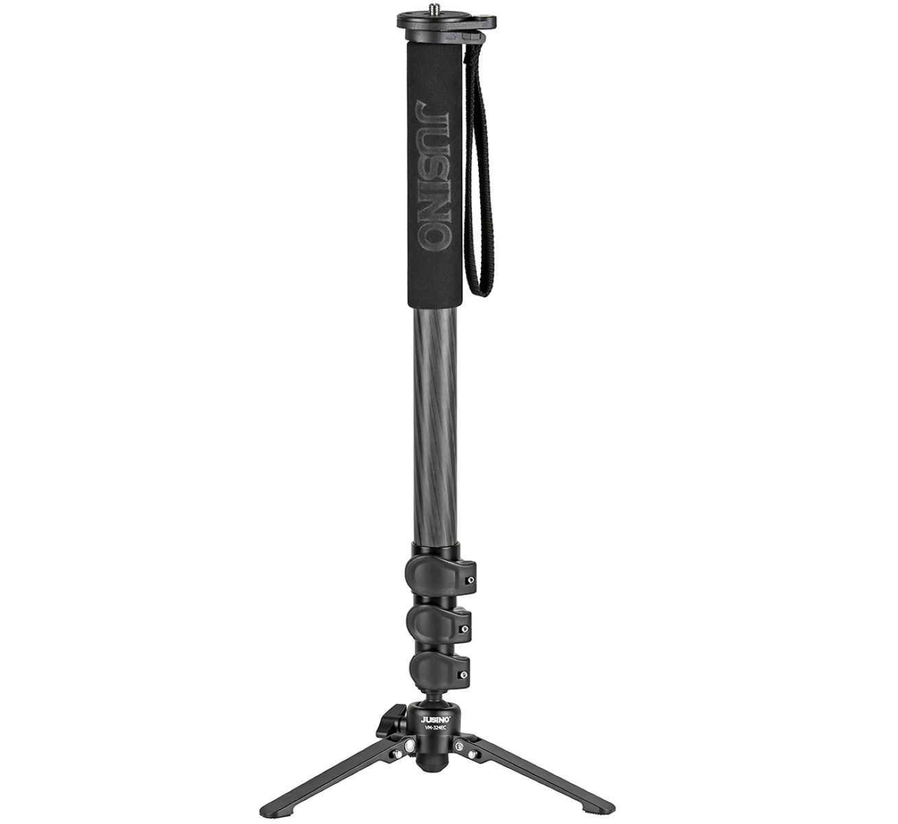 JUSINO VM-324EC Carbon Monopod mit abnehmbarem Fuß/Tischstativ (Clipverschlüsse) bis 12kg