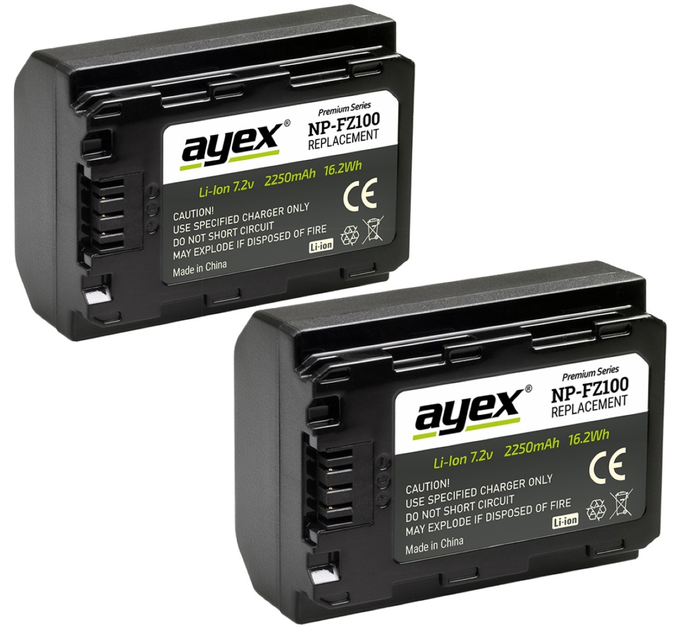 ayex Power Set mit 2x NP-FZ100 Akku + 1x USB Dual Ladegerät zB Sony Alpha A9R