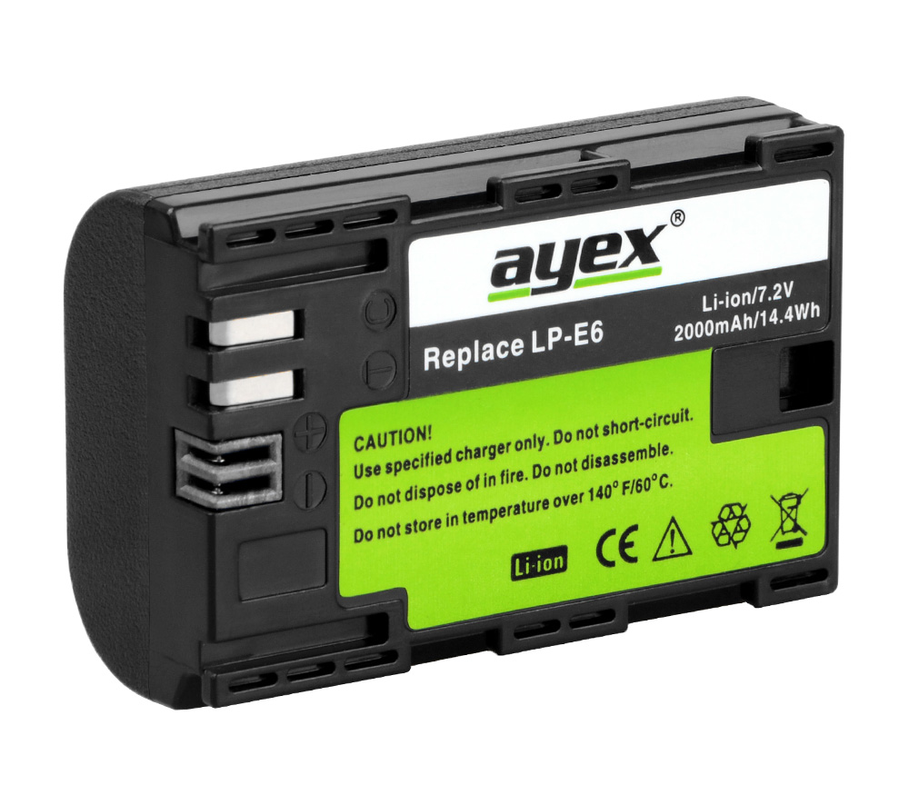 ayex Power Set mit 2x LP-E6 Akku + USB-Ladegerät inkl. Kfz-Ladekabel für zB Canon EOS R 5D Mark III 6D 7D 60D 70D
