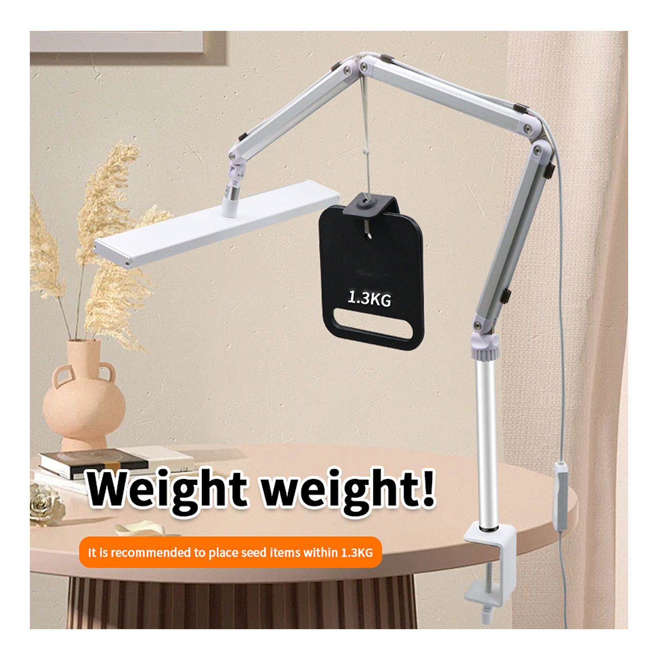 LED Beauty Tischlampe mit Klemme – 3 Lichtfarben, 10 Helligkeitsstufen, drehbar – Schwarz / Weiß