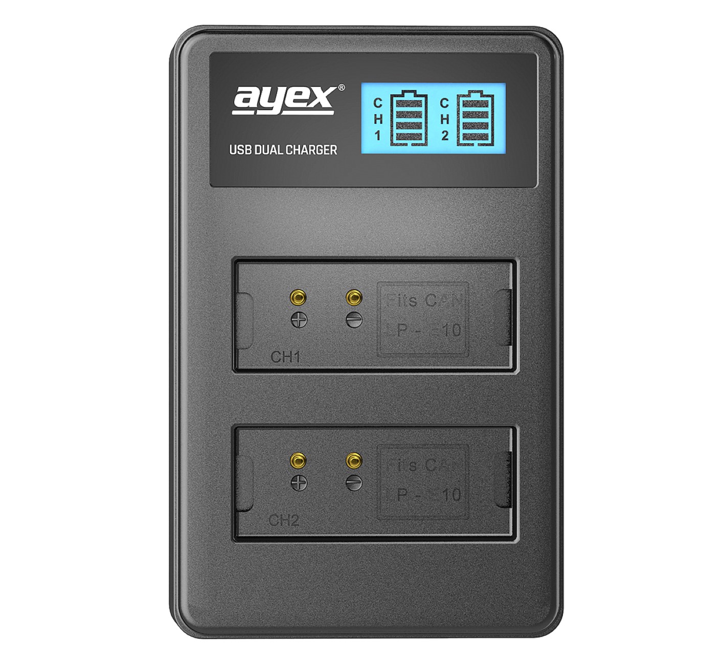 ayex USB Dual Ladegerät für Canon LP-E10 Akkus zB EOS 1100D 1300D