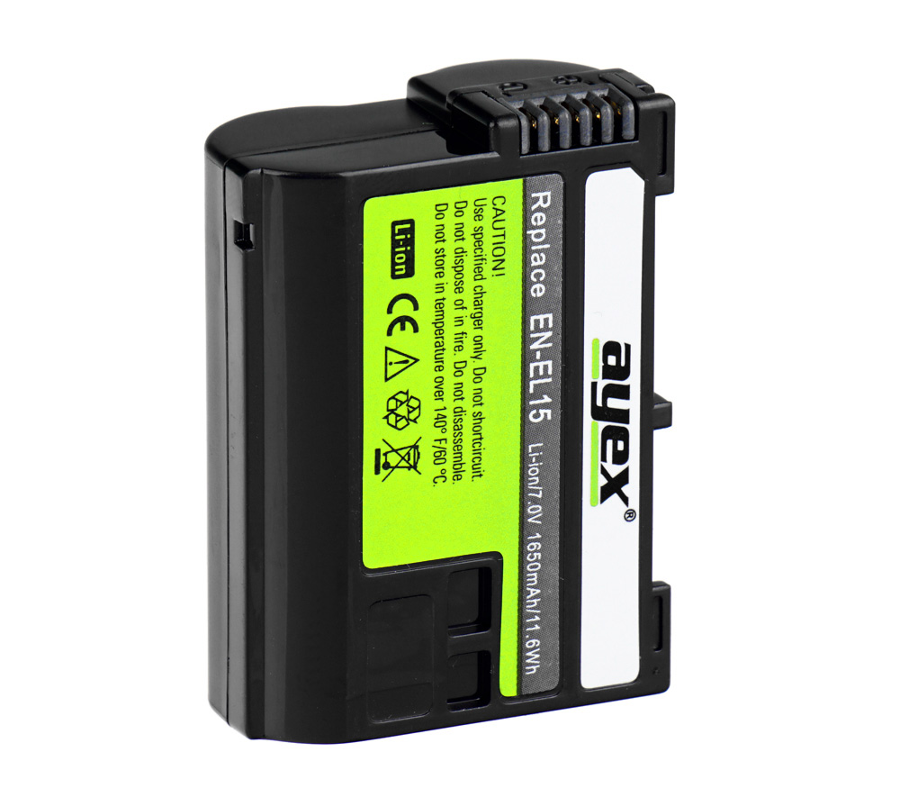 ayex EN-EL15B Premium Akku für zB Nikon Z6 Z7 D7000 D600 D750 V1 D800E Qualitativ lange Laufzeit 2040mAh Infochip