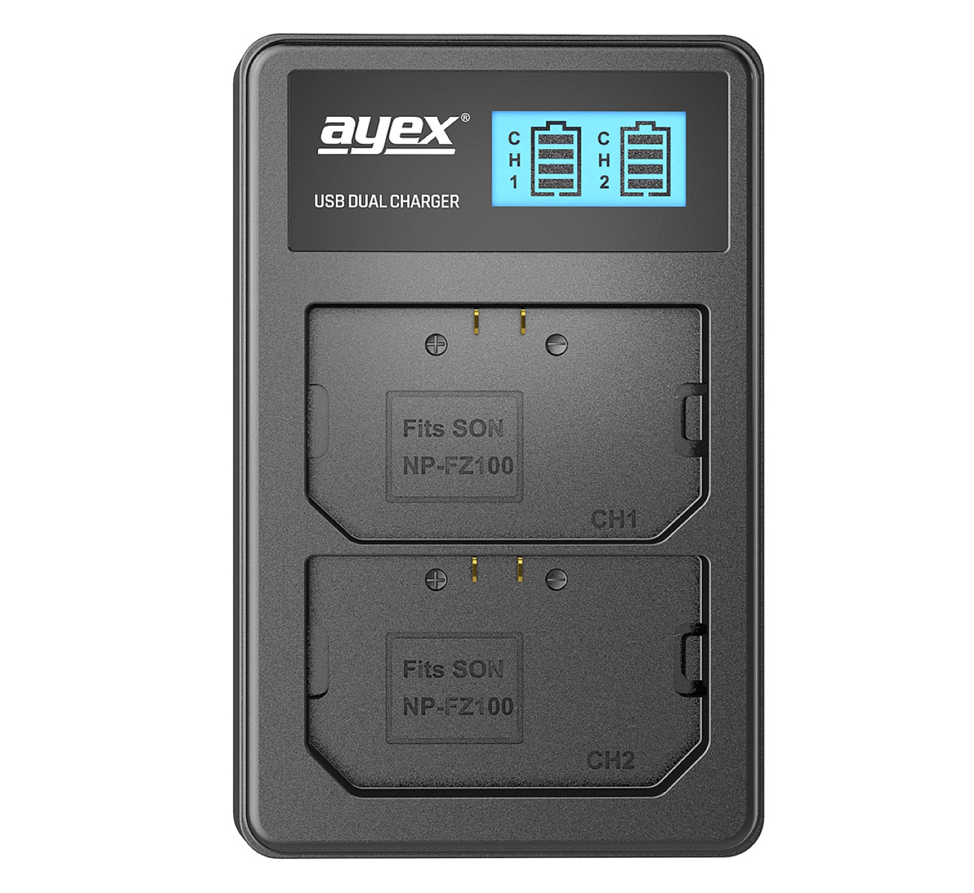 ayex Power Set mit 2x NP-FZ100 Akku + 1x USB Dual Ladegerät zB Sony Alpha A9R